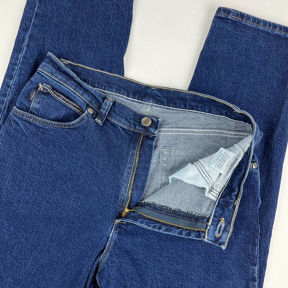 CHIC Women's Blue High Rise Medium Wash Denim Mom Straight Leg Jeans - Picture 6 of 14